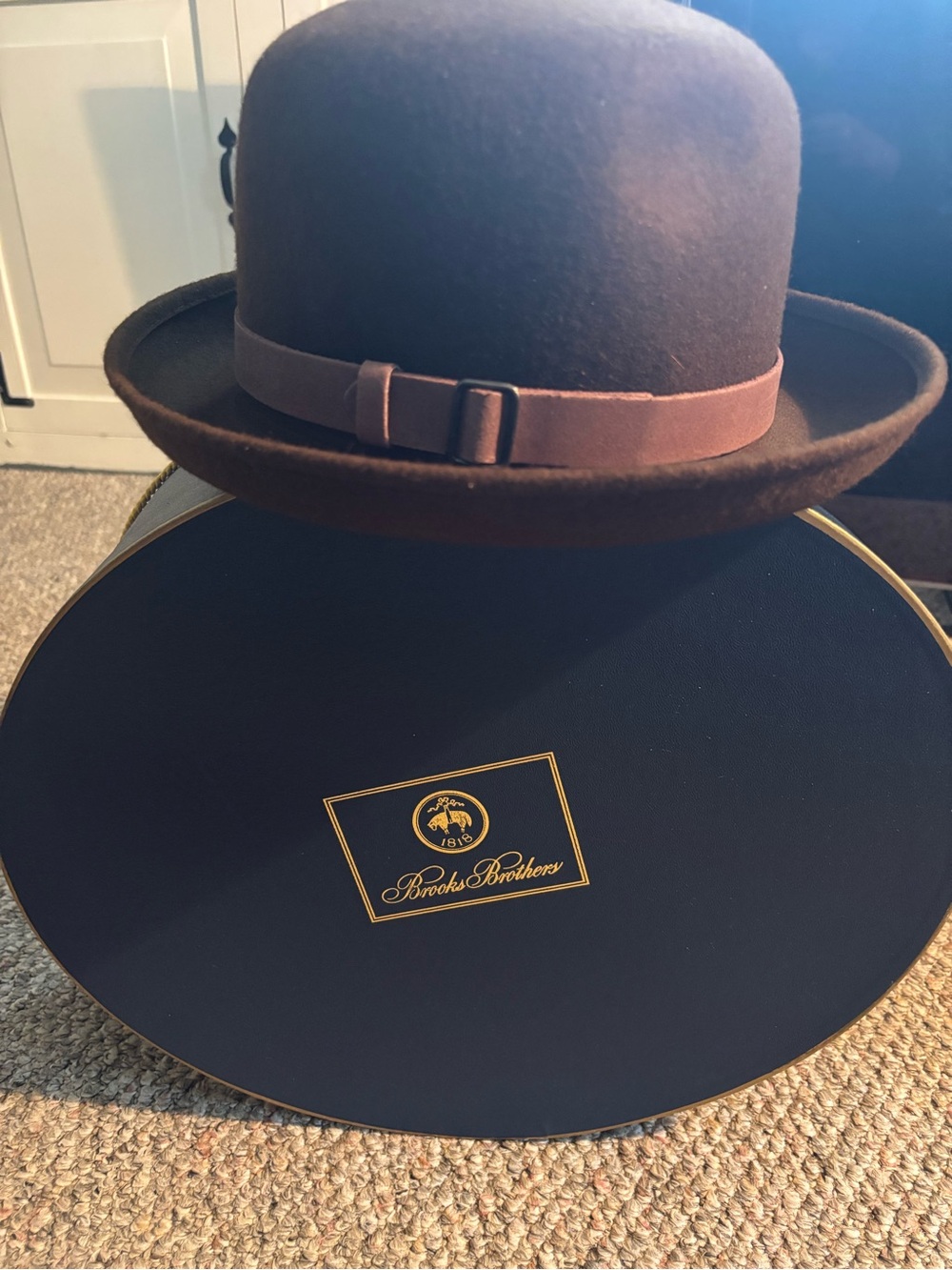 Brooks Brothers Brown Wool Blend Hat with Dark Band